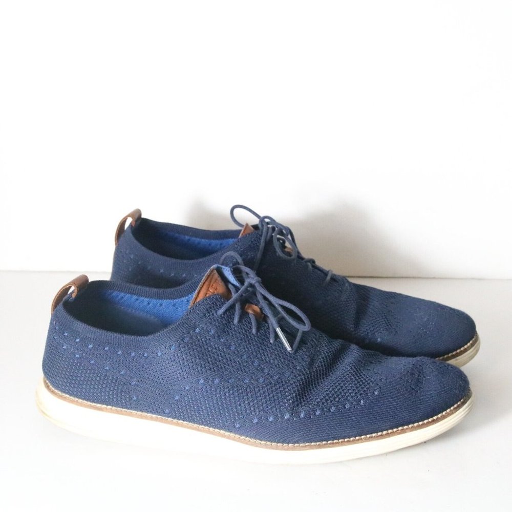 Cole Haan Mens Original Grand Wingtip Oxford Navy Size 15 Knit Lace Up
